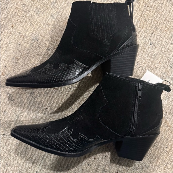 Zara Black Leather Ankle Boots - Picture 2 of 5